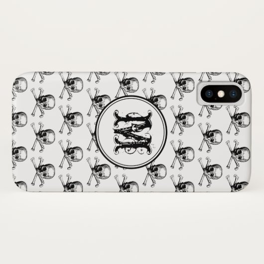 Schwarz-weißes Skull Halloween-Personalisiert-Mono Case-Mate iPhone Hülle (Rückseite (Horizontal))