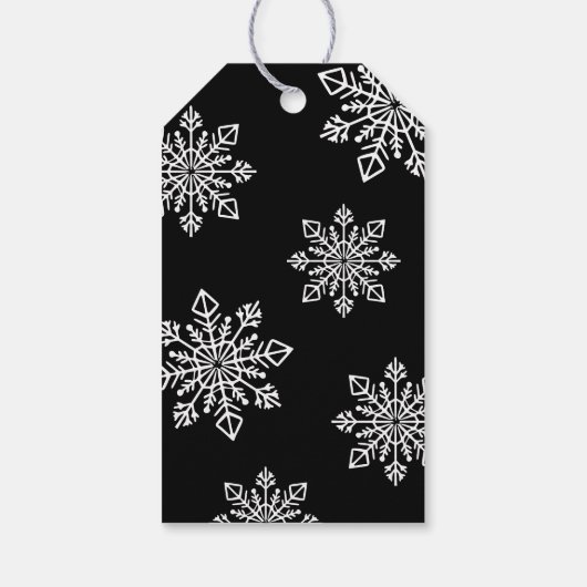 Schwarz-weißes Snowflake Company Logo Frohe Weihna Geschenkanhänger (Rückseite)