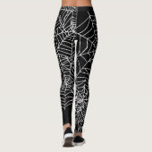 Schwarz-weißes Spinnen-Netz-Halloween-Kostüm Leggings (Rückseite)