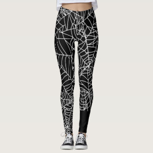 Schwarz-weißes Spinnen-Netz-Halloween-Kostüm Leggings