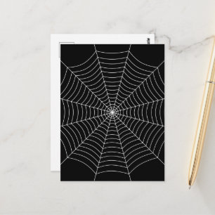 Schwarz-weißes Spinnennetz-Halloween-Muster Postkarte