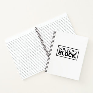 Schwarz-weißes Spiralnotizbuch "Writer's Block" Notizblock