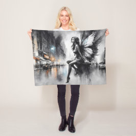 Schwarz-weißes städtisches Leben surreal Märchen S Fleecedecke