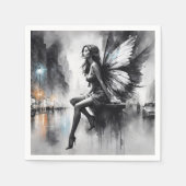 Schwarz-weißes städtisches Leben surreal Märchen S Serviette (Vorderseite)