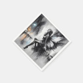 Schwarz-weißes städtisches Leben surreal Märchen S Serviette (Ecke)