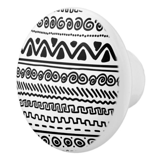 Schwarz-weißes Stammes Muster Badezimmerknopf Kera Keramikknauf (Rechts)