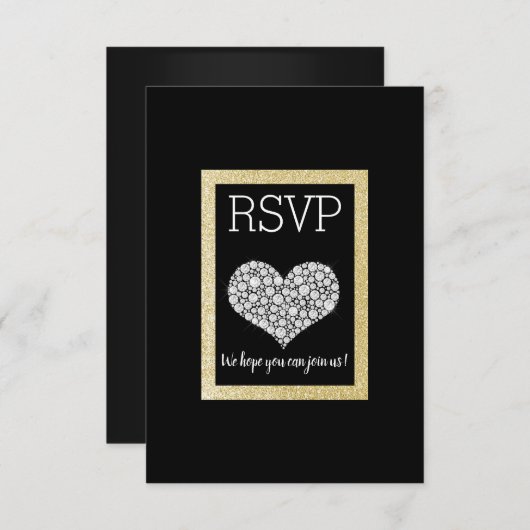 Schwarz-weißes Star Gold Herzstück UAWG einfach el RSVP Karte (Vorne/Hinten)