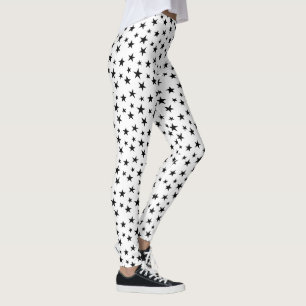 Schwarz-weißes Sternmuster Leggings