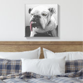 Schwarz-weißes stilisiertes Bulldogportrait Leinwanddruck (Insitu (Schlafzimmer))