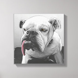 Schwarz-weißes stilisiertes Bulldogportrait Leinwanddruck