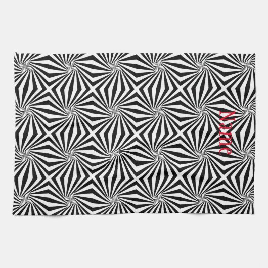 Schwarz-weißes Strahlungsmuster Thunder_Cove Geschirrtuch (Horizontal)