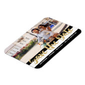 Schwarz-weißes Strip- und Gold-Text-Save the Date  Magnet (Linke Seite)