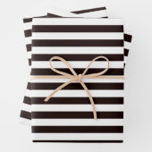 Schwarz-weißes Strip Wrapping Paper-Set von 3 Geschenkpapier Set (Beispiel)