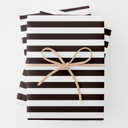 Schwarz-weißes Strip Wrapping Paper-Set von 3 Geschenkpapier Set (Beispiel)