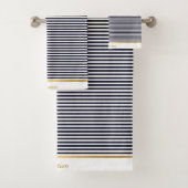 SCHWARZ-WEISSES STRIPED PATTERTRIM TOWEL SET (Insitu)