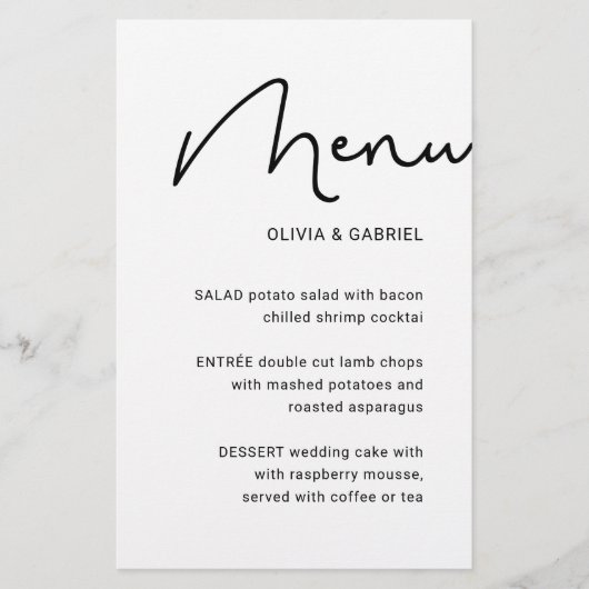 Schwarz-weißes Stylish script minimalistisches Hoc (Vorderseite)