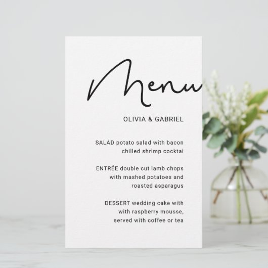 Schwarz-weißes Stylish script minimalistisches Hoc (Stehend Vorderseite)