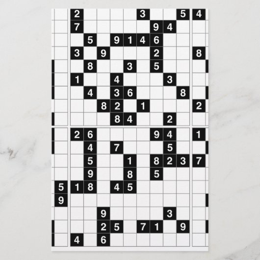 Schwarz-weißes Sudoku Briefpapier (Vorderseite)