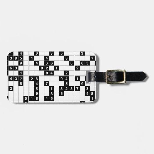 Schwarz-weißes Sudoku Gepäckanhänger (Vorderseite horizontal)