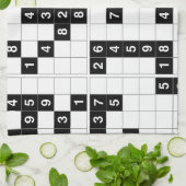 Schwarz-weißes Sudoku Handtuch (Gefaltet)