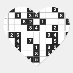 Schwarz-weißes Sudoku Herz-Aufkleber