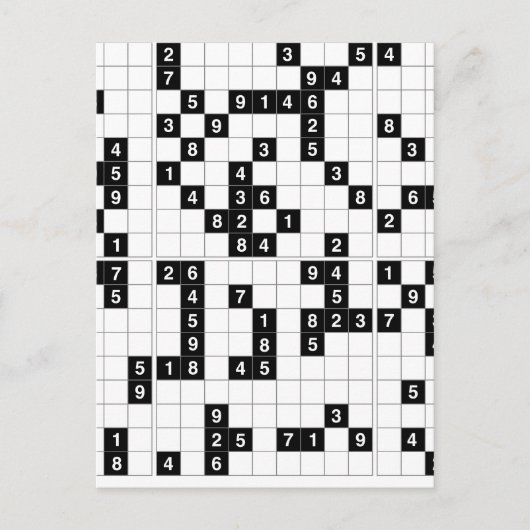 Schwarz-weißes Sudoku Postkarte (Vorderseite)