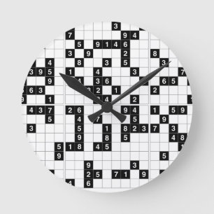 Schwarz-weißes Sudoku Runde Wanduhr