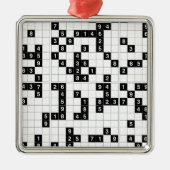 Schwarz-weißes Sudoku Silbernes Ornament (Vorne)