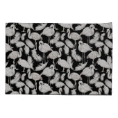 Schwarz-weißes Swan Feathers Pattern Elegant Kissenbezug (Rückseite-Links)