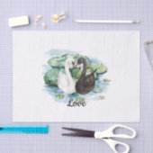 Schwarz-weißes Swans Water Lilies Brautparty Seidenpapier (Handwerk)