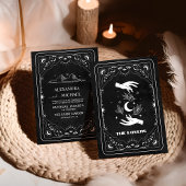 Schwarz-weißes Tarot Hochzeit für Liebhaber Einladung
