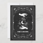 Schwarz-weißes Tarot Hochzeit für Liebhaber Einladung (Rückseite)