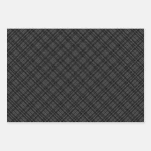 Schwarz-weißes Tartan kariertes Weihnachtsmuster Geschenkpapier Set (Vorderseite)