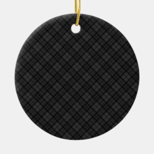 Schwarz-weißes Tartan kariertes Weihnachtsmuster Keramik Ornament (Vorne)