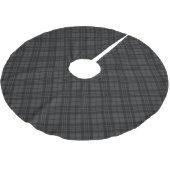 Schwarz-weißes Tartan kariertes Weihnachtsmuster Polyester Weihnachtsbaumdecke (Schrägansicht)