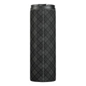 Schwarz-weißes Tartan kariertes Weihnachtsmuster Thermosbecher (Rückseite)