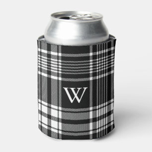 Schwarz-weißes Tartan-Karomuster Dosenkühler