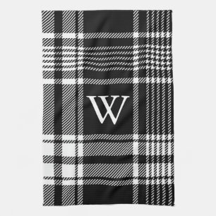 Schwarz-weißes Tartan-Karomuster Geschirrtuch