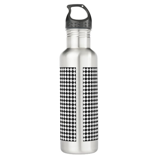 Schwarz-weißes Team des Sports Player NUMMER Check Edelstahlflasche (Rückseite)