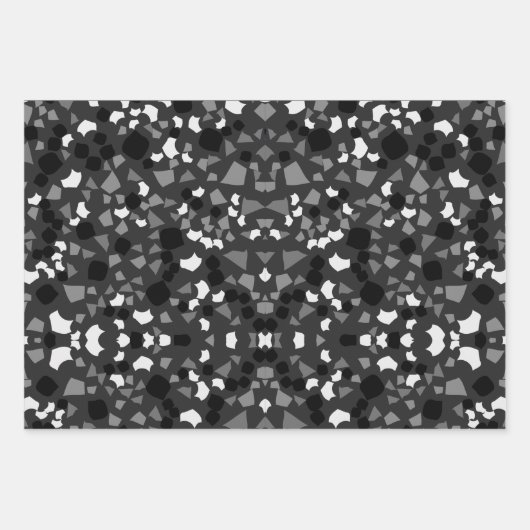 Schwarz-weißes Terrazzo-Packpapier Geschenkpapier Set (Vorderseite 3)