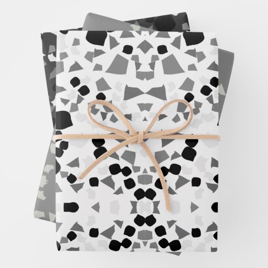 Schwarz-weißes Terrazzo-Packpapier Geschenkpapier Set (Beispiel)