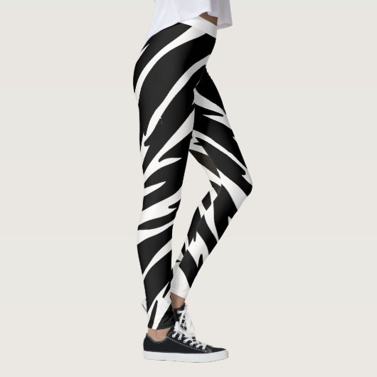 Schwarz-weißes Tigerstreifen-Muster bei Tieren Leggings (Rechts)