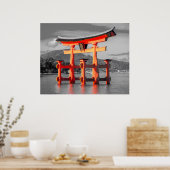 Schwarz-weißes Torii Gate Padoga Japan Picture Poster (Küche)
