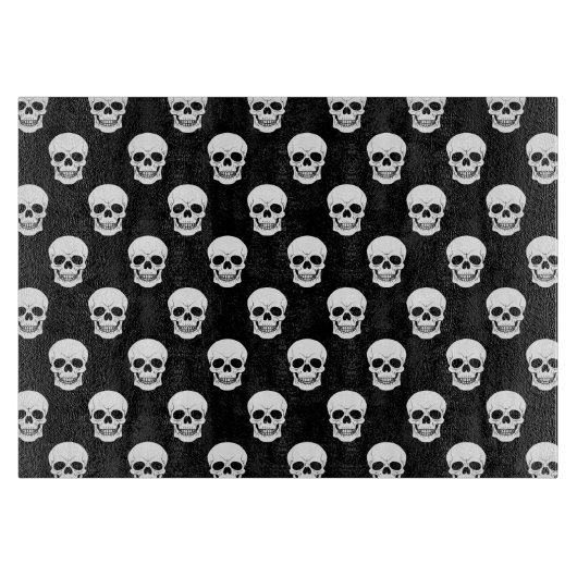 Schwarz-weißes Totenkopf-Muster Halloween Schneidebrett (Vorderseite)