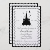 Schwarz-weißes Traumschloss am Geburtstag der Wolk Einladung (Vorne/Hinten)