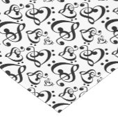 Schwarz-weißes Treble Clef Herz Musiknotens Muster Kurzer Tischläufer (Ecke)