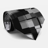 Schwarz-weißes trendy Modern Pixel Muster Krawatte (Gerollt)