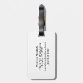 Schwarz-weißes Trommeln Heartbeat Monogramm Gepäckanhänger (Rückseite vertikal)