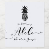 Schwarz-weißes Tropisches Ananas Weinetikett (Einzelnes Label)