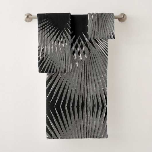 Schwarz-weißes tropisches Palme-Blatt-Bad-Tuch-Set Badhandtuch Set (Insitu)
